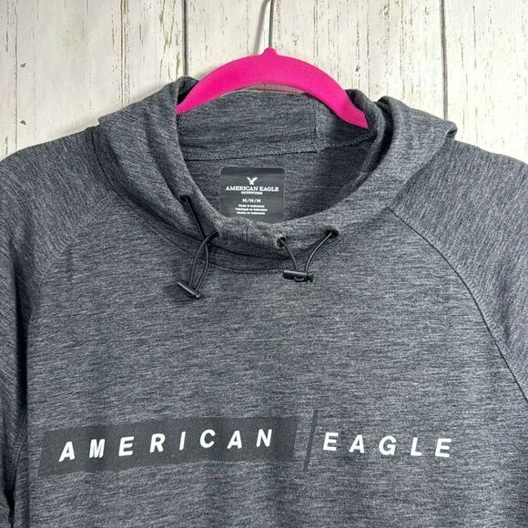 American Eagle Outfitters Mens Gray Lightweight Logo Pockets Pullover Hooded - Picture 2 of 16